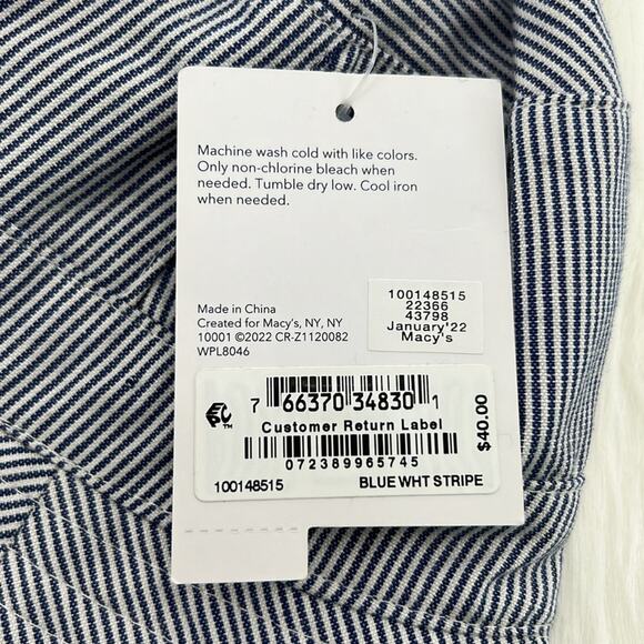 Club Room Men's Bucket Hat - Blue/White Stripes - One Size - New with tags - Picture 3 of 6